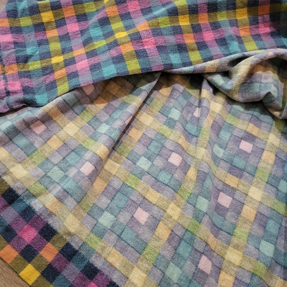 Vintage Handmade Womens Colorful Plaid Velvet Longsleeve Babydoll Dress Size M - Picture 8 of 8